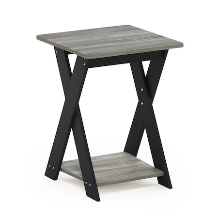Furinno Modern Simplistic Criss-Crossed End Table French Oak Grey & Black 16050GYWBK